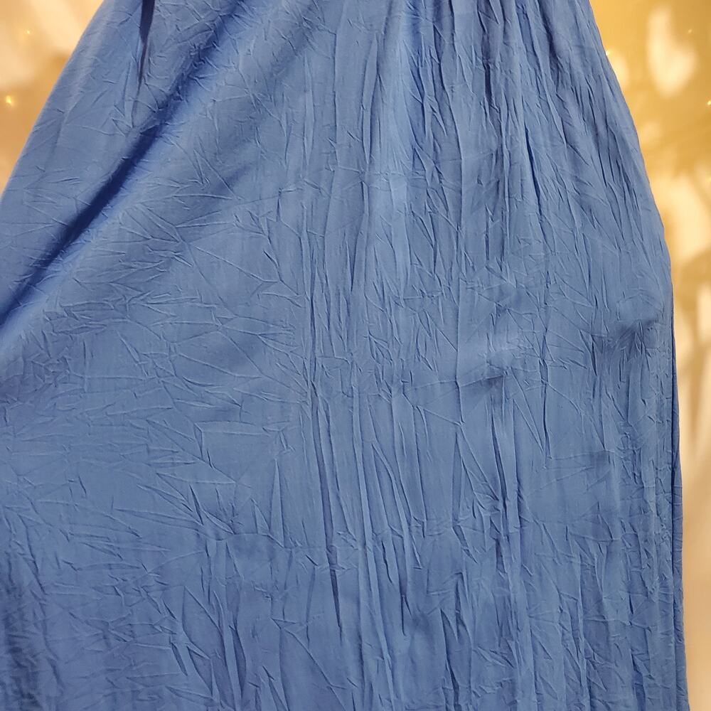 Vtg 90s Jams World Crinkle Sleeveless Midi Dress Womens Size M Blue Lightweight - Picture 8 of 15